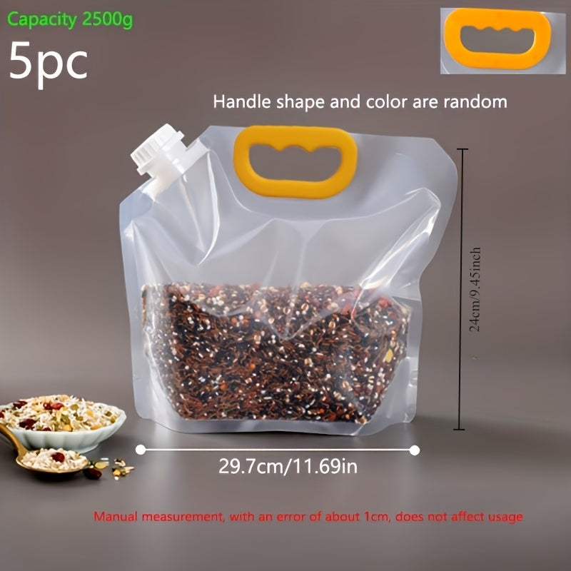 5 dona BPA-free plastik oziq-ovqat saqlash sumkalari - oqmas va to'plangan, donlar, quruq mahsulotlar va atıştırmalıklar uchun havo o'tkazmaydigan oshxona tashkilotchisi - oziq-ovqat bilan aloqa qilish uchun xavfsiz