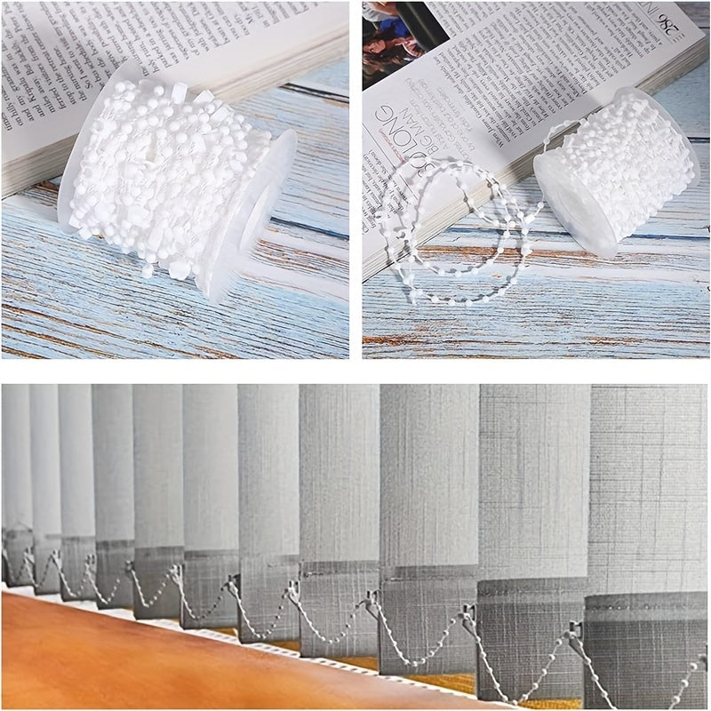 White Plastic Beaded Curtain Chains 12M Long Window Treatment Hardware