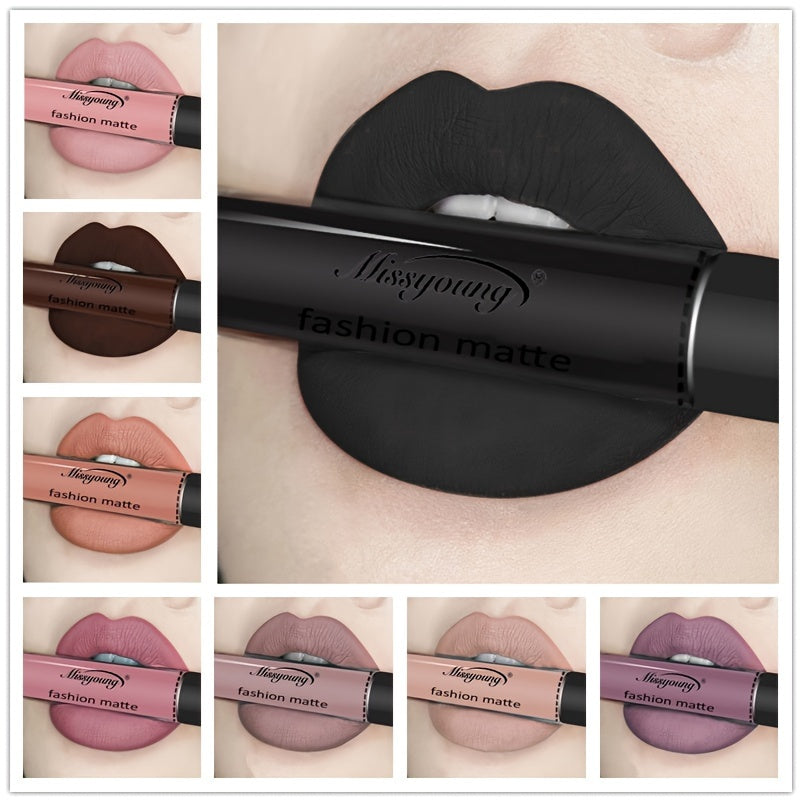 Женская матовая жидкая помада для губ, стойкая, увлажняющая, красная, черная, нейтральная