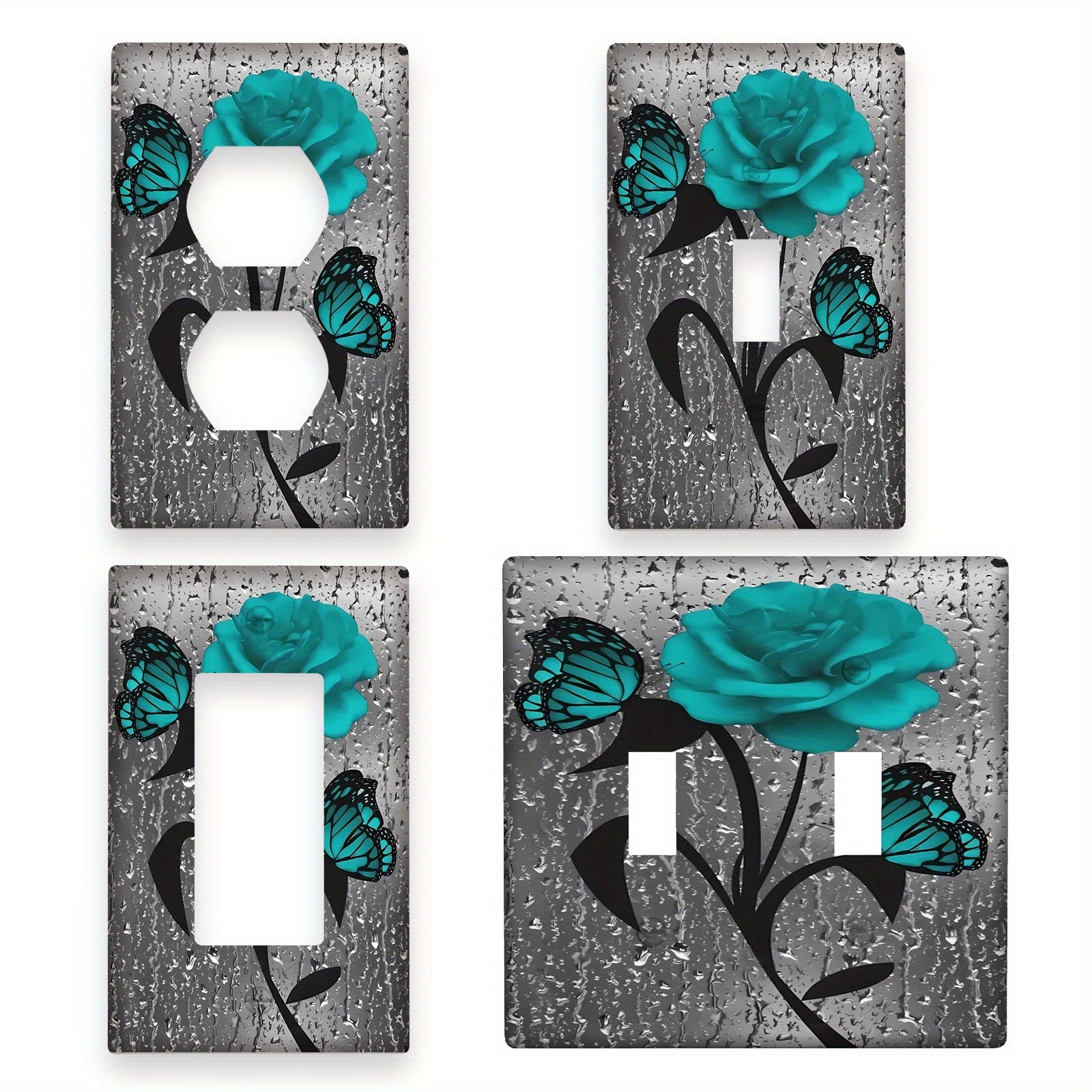 Teal Rose Flower Wall Plate 1pc Home Decor for Bedroom Kitchen Living Room