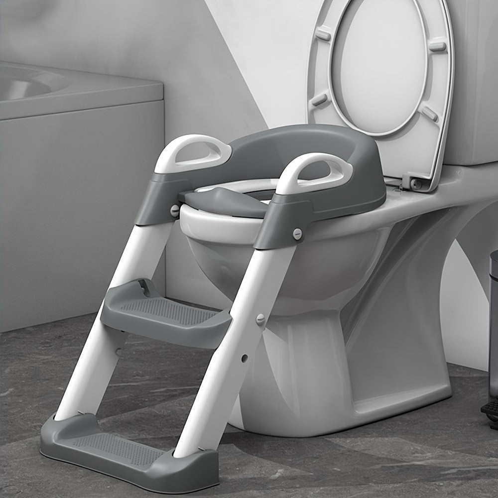 Asiento de inodoro para niños con escalera plegable para niños y niñas, asistencia en el baño para bebés