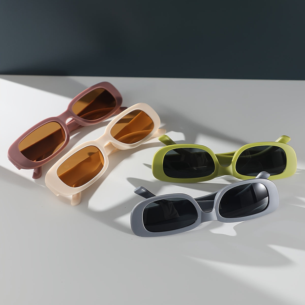 Women's Plastic Square Sunglasses Set 4 Pairs Candy Colors for Festivals and Vacation