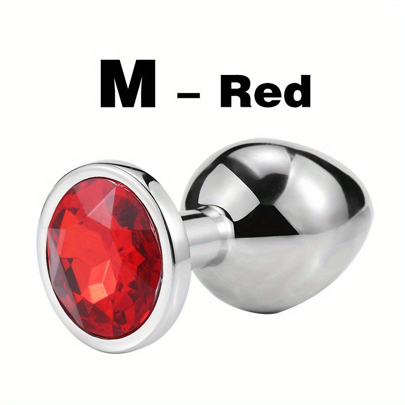 Adult Metal Anal Plug Butt Plug with Gem Base, Couples Sex Toy