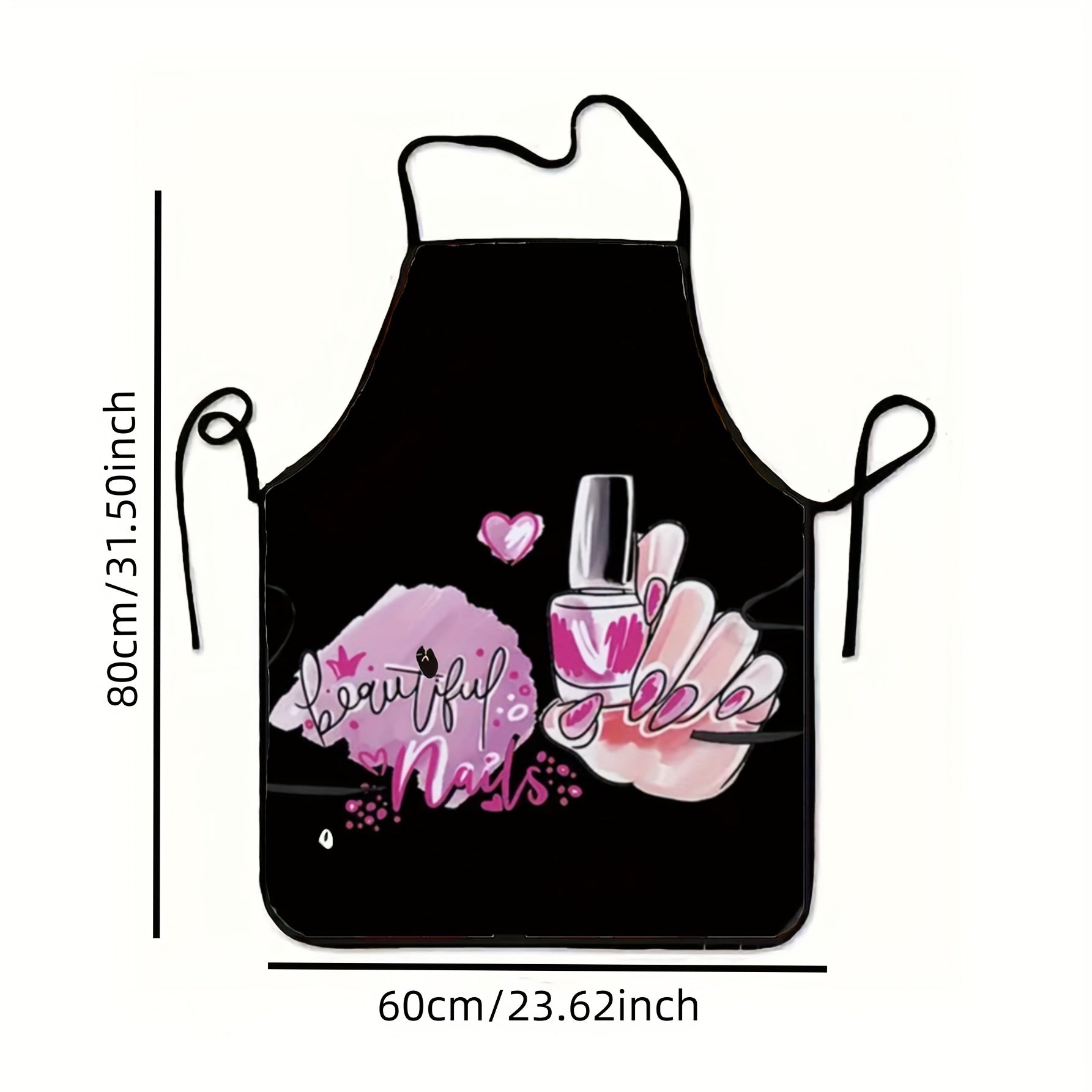 Woven Polyester Kitchen Apron Sleeveless Adjustable Neck Nail Polish Design