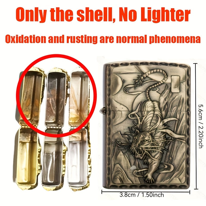 Bronze Relief Wall Decor With Four Divine Beasts and Windproof Lighter Case