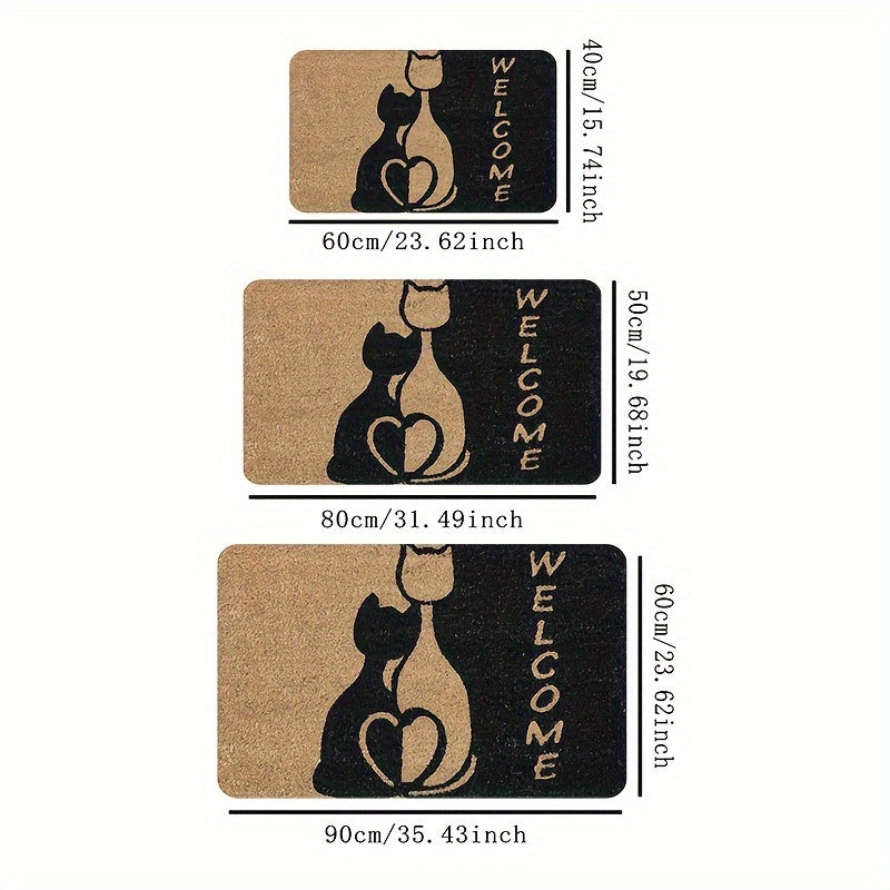 Mushuk naqshli xush kelibsiz mato, polyester, sirgʻalmas kirish gilamchasi, hammom, oshxona, yotoqxonaga moʻljallangan