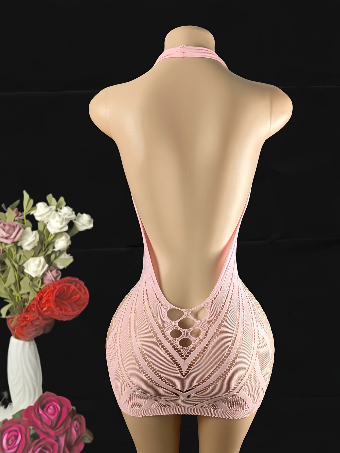 Women Plus Size Satin Halter Neck Cutout Sexy Dress