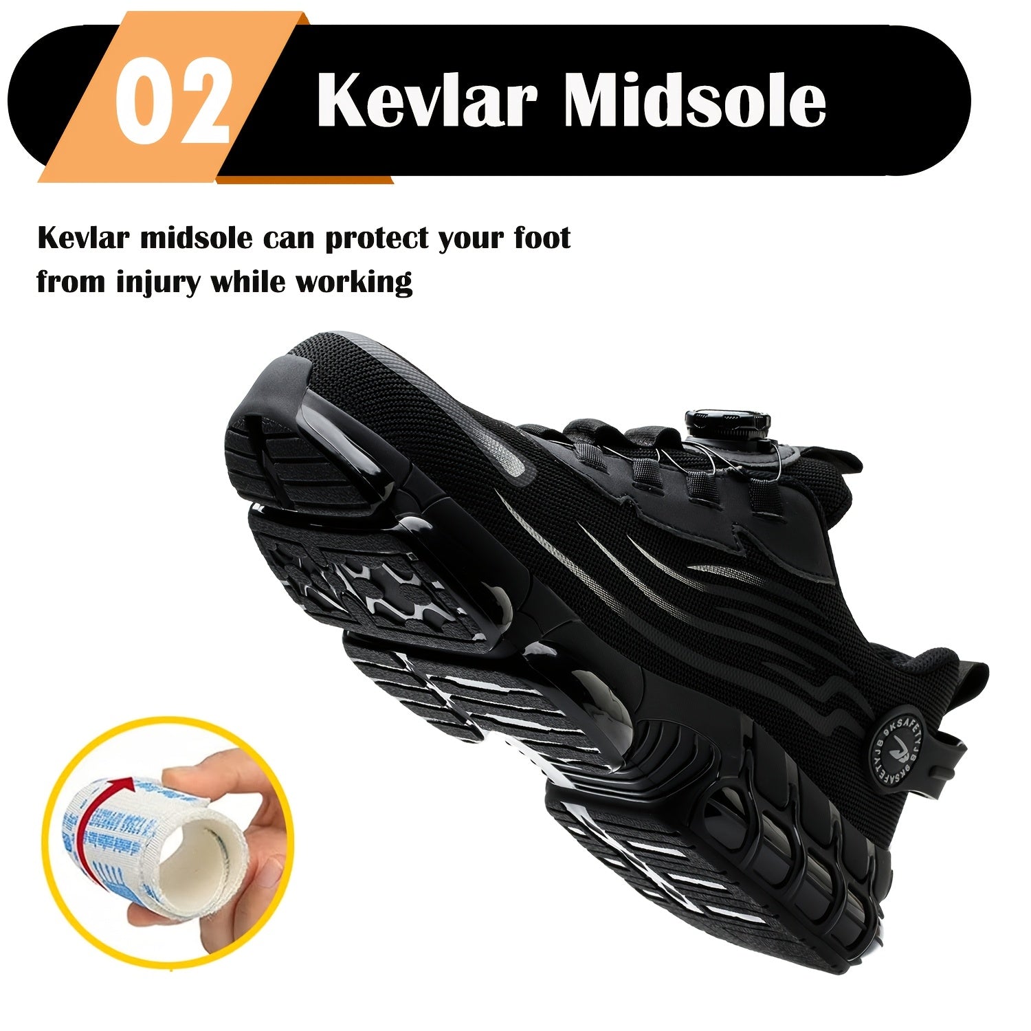 Zapatos de trabajo de acero para todas las estaciones para hombres con puntera anti-pinchazos y cierre giratorio