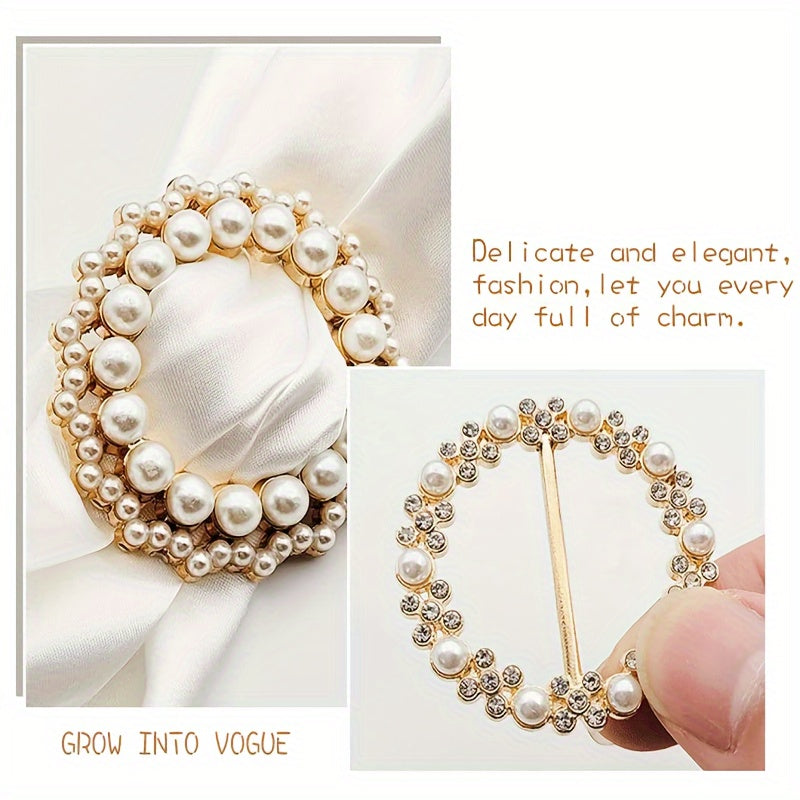 Set of 6 Rhinestone Faux Pearl Geometric Buttons for Sewing and Crafts