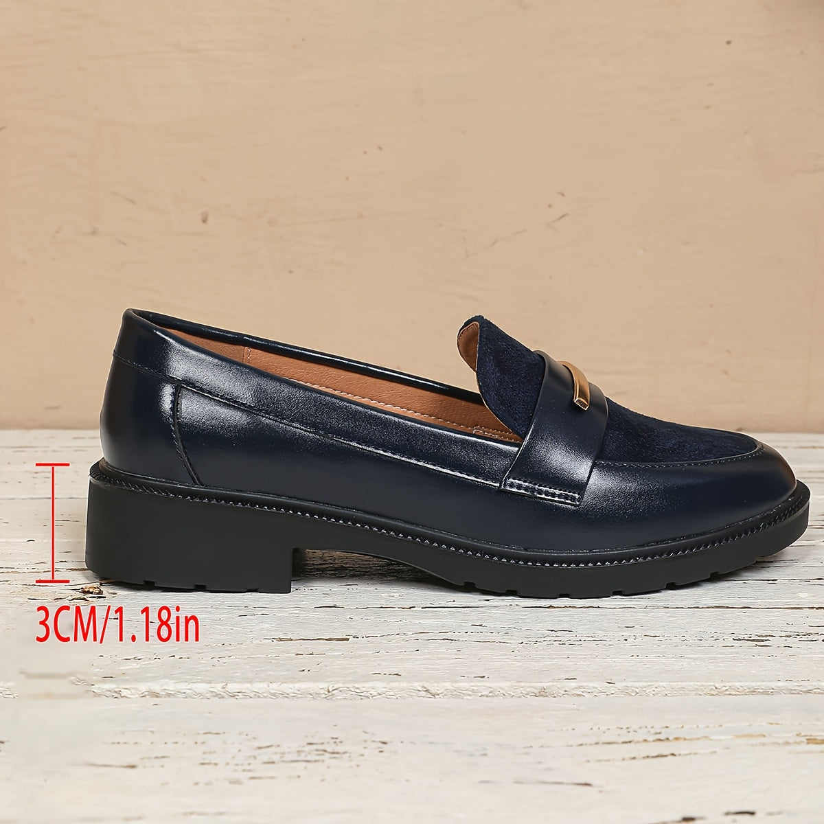 Women's Navy Blue Slip-On Loafers - Comfortable Casual Dress Shoes
