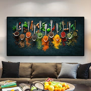 Kitchen Wall Art Canvas with Spice Theme Modern Matte Finish Removable Reusable