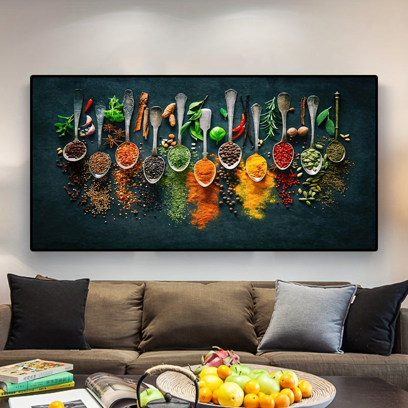 Kitchen Wall Art Canvas with Spice Theme Modern Matte Finish Removable Reusable
