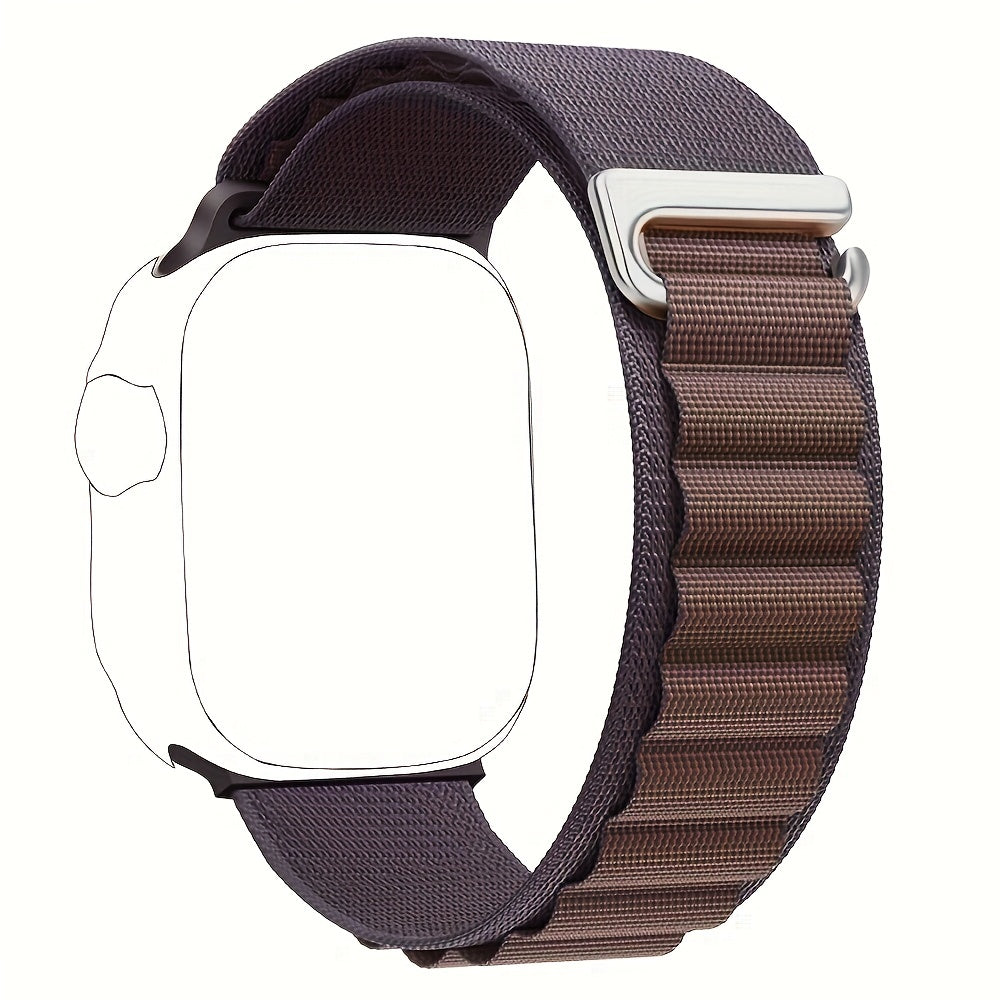 Nylon Sport Watch Band Adjustable Alpine Loop for Apple Watch 38mm-49mm Dark Blue Beige Brown