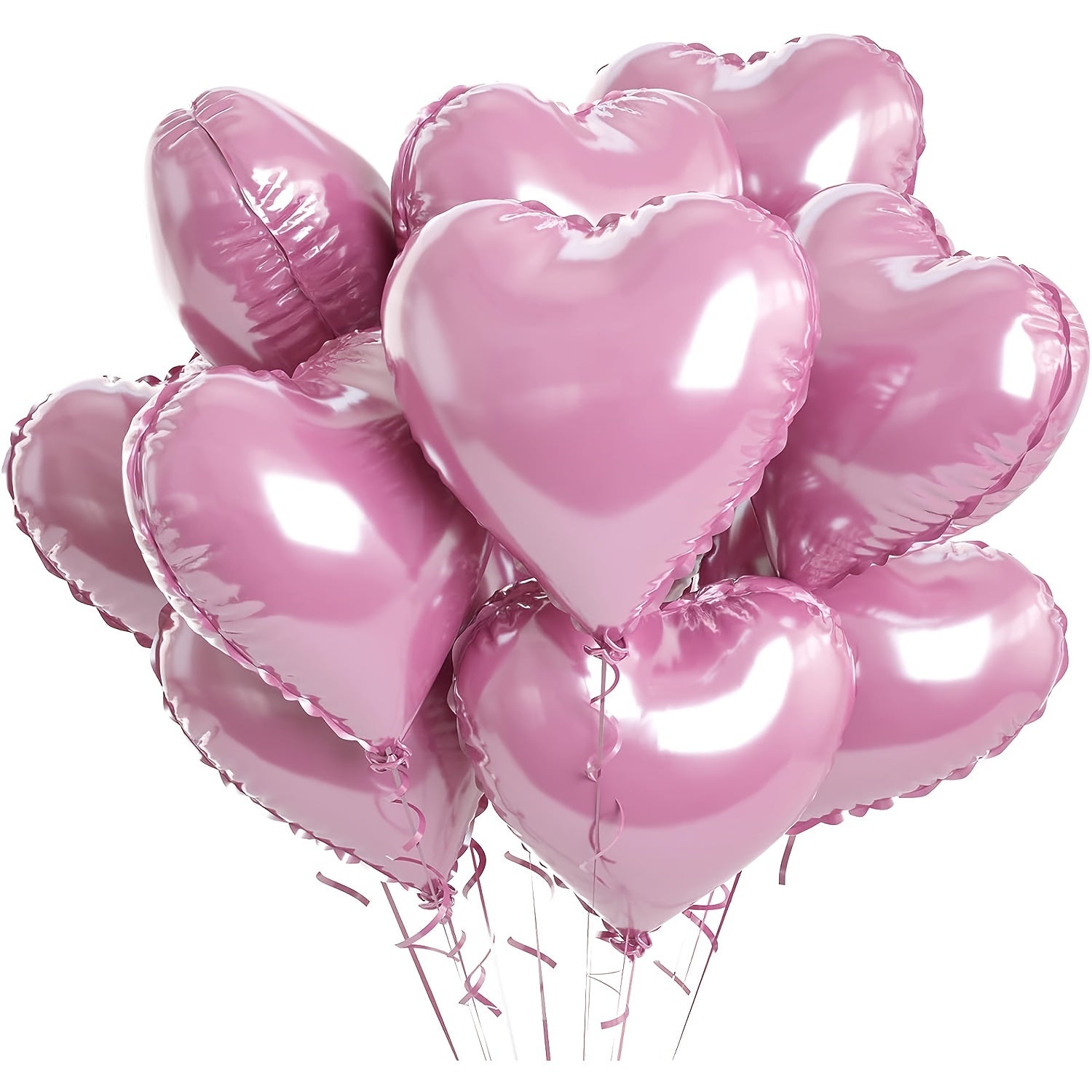 10-Pack Heart-Shaped Aluminum Foil Balloons for Valentine's Day Birthdays and Celebrations