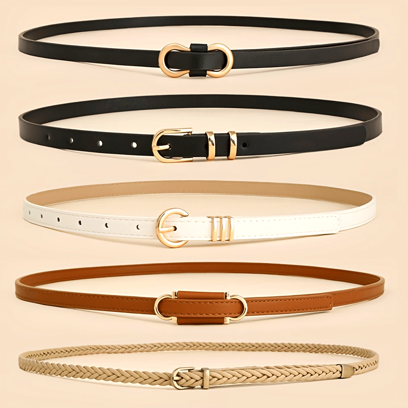 Women's Slim Waist Belts 5-Piece Set for Dresses and Jeans Spring Summer