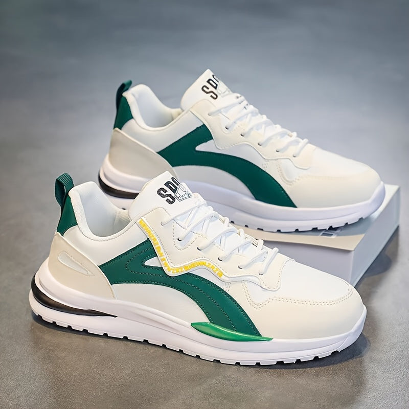 Men's Color Block Skateboard Sneakers Low Top Casual Shoes for All Seasons