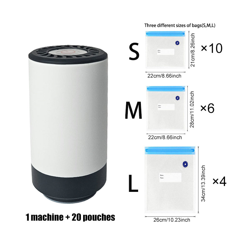 Portativ vakuum yopish mashinasi, USB orqali quvvatlanadigan elektr pompasi, 800mAh litiy batareyasi, qayta ishlatiladigan yopish sumkalar