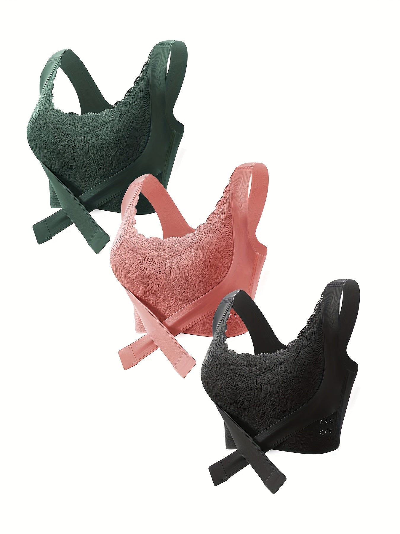 Women's Lace Wireless Bra with Front Buckle Full Coverage Lingerie