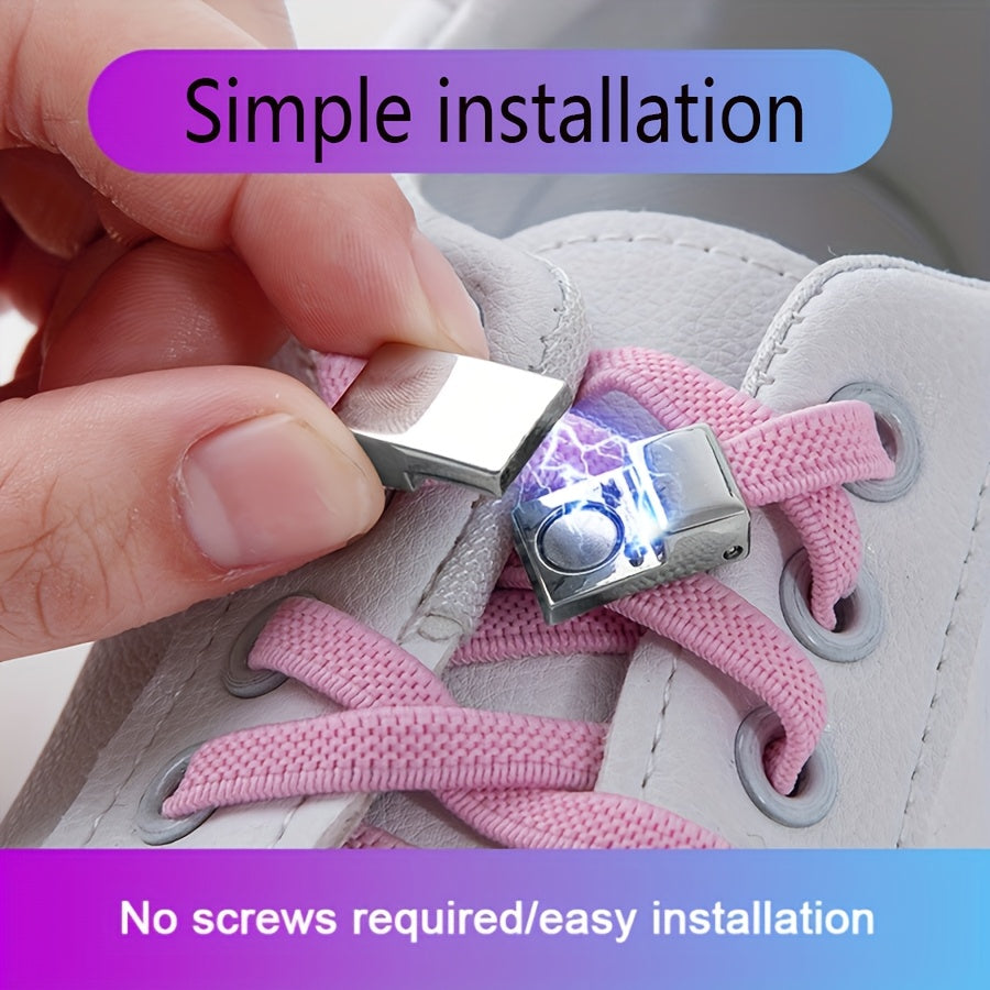 Unisex Metal Magnetic Shoelace Buckle Solid Color Elastic Lace Clip