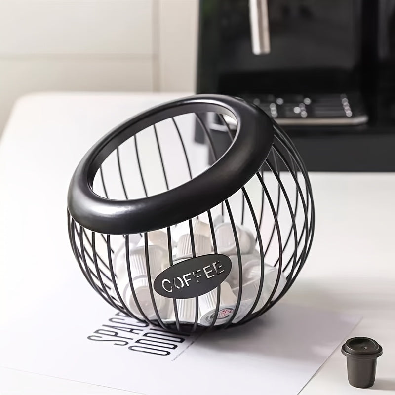 Qora Metall Qahva Kapsula Saqlash Savati Katta Hajm Qishloq Uslubi