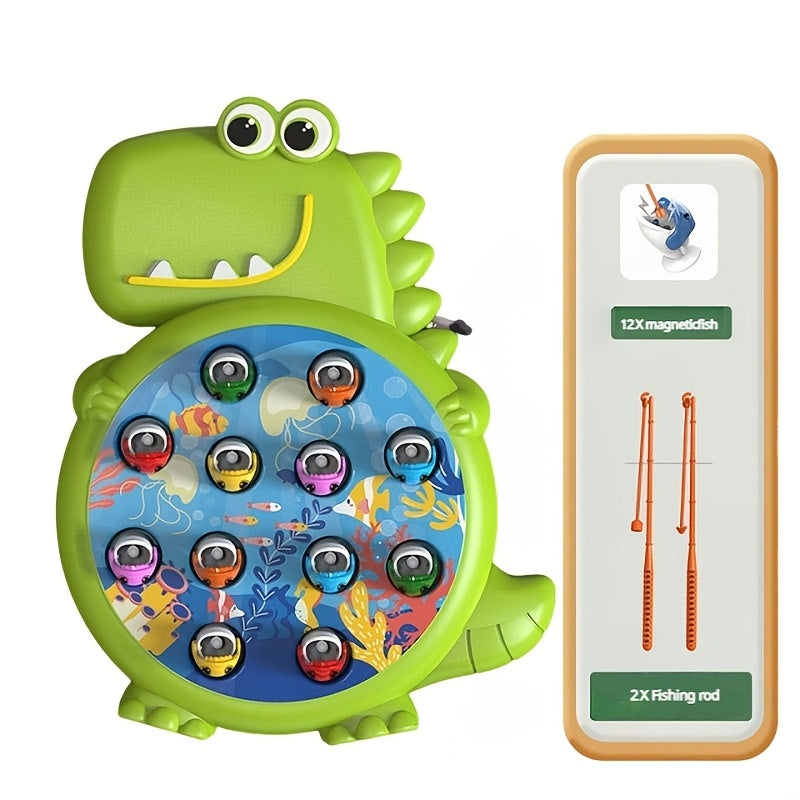 Educational Dinosaur Fishing Game Set for Kids Green Blue Interactive Toy