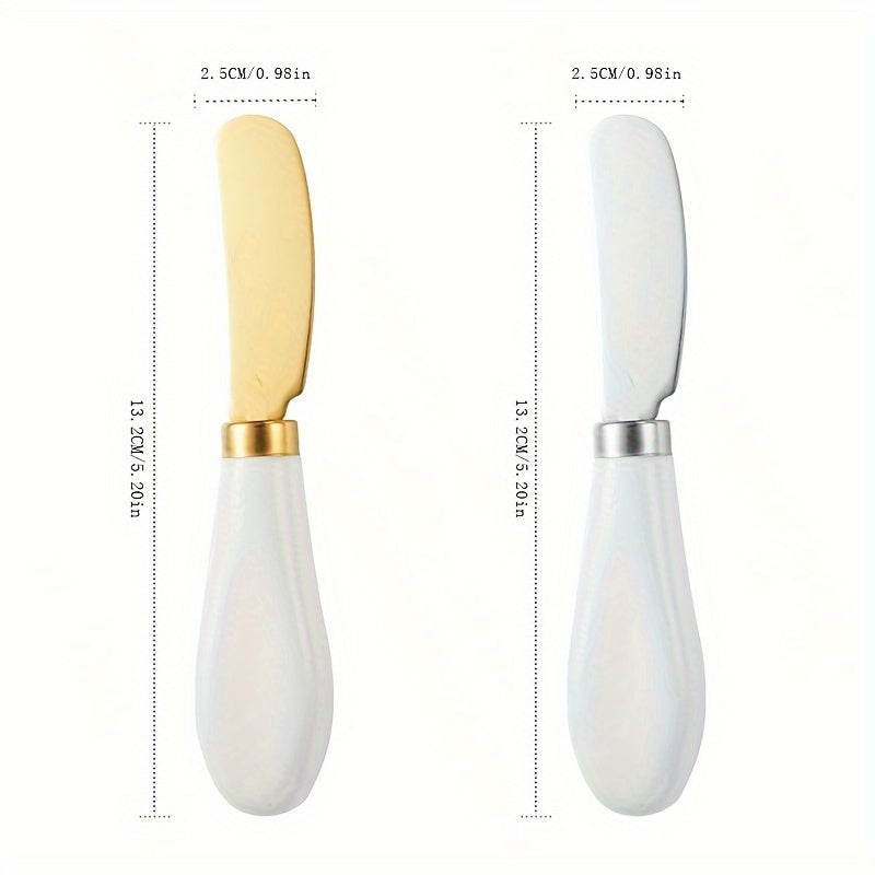 Stainless Steel Cheese Knife Set with Ceramic Handles for Spreading and Cutting Bread