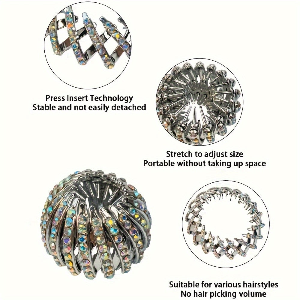 Shimmering Rhinestone Hair Clip for Women and Girls Ponytail Holder Durable Grip