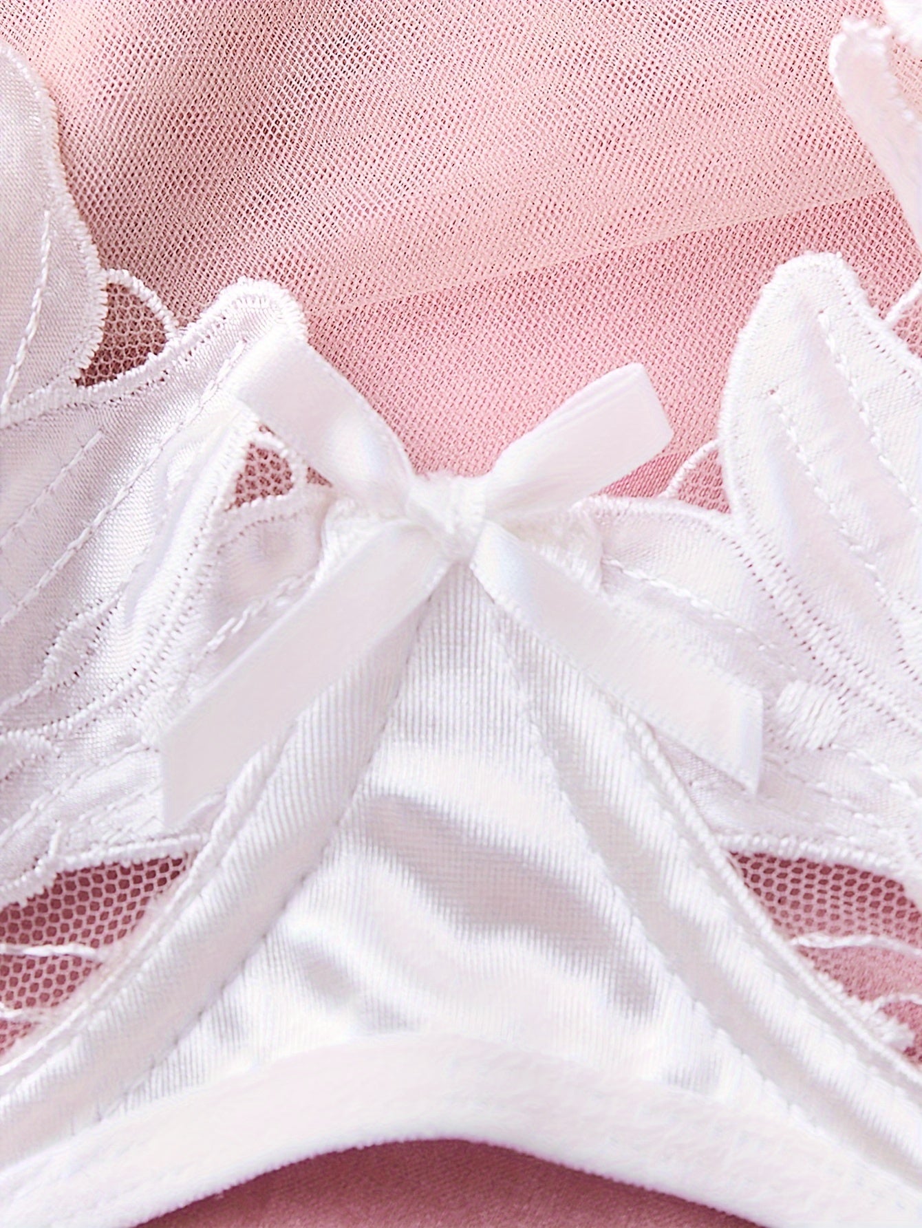 Floral Embroidered Lingerie Set for Women Semi-Sheer Cami Bra and Panties