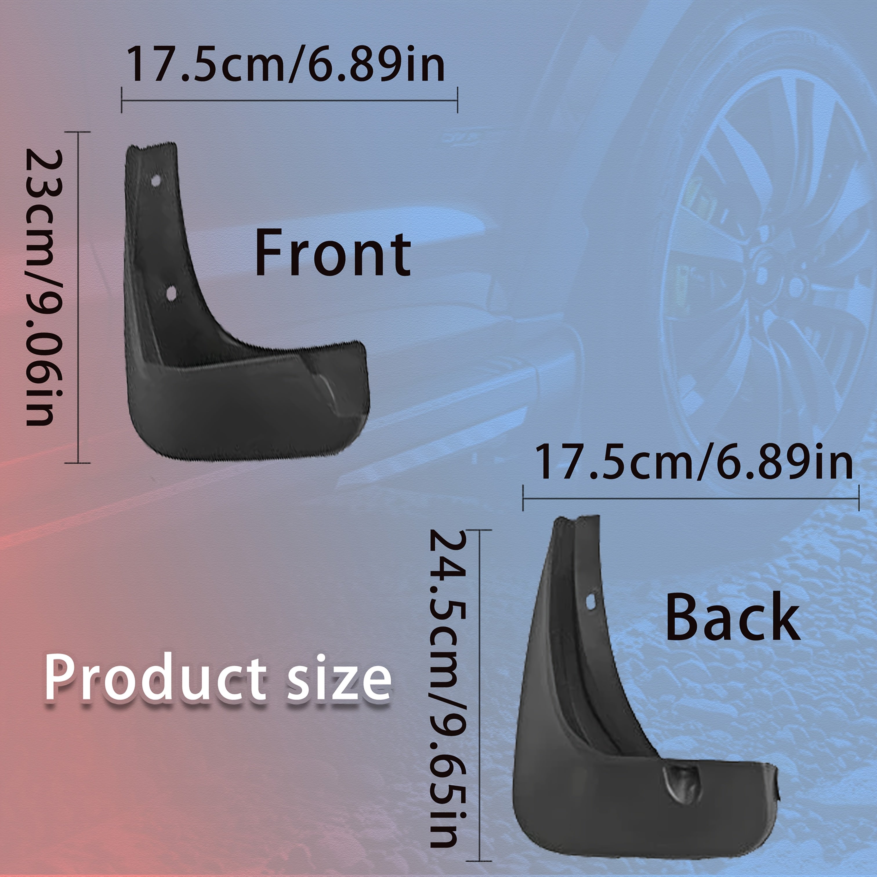 Car Mud Flaps Set Durable Scratch-Proof Fender Mudguards for Front and Rear Wheels