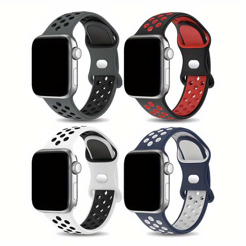 Correa de silicona transpirable para reloj deportivo para Apple Watch 38mm-45mm impermeable, duradera, negra, roja, blanca, azul