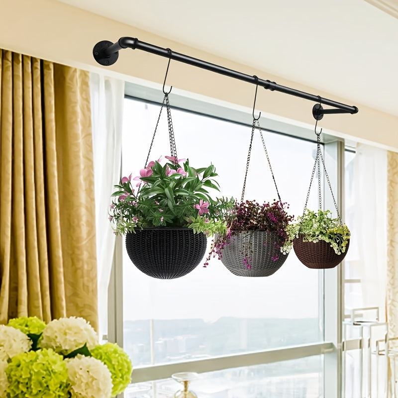 Industrial Metal Hanging Plant Rod for Indoor Outdoor Use with Multiple Components