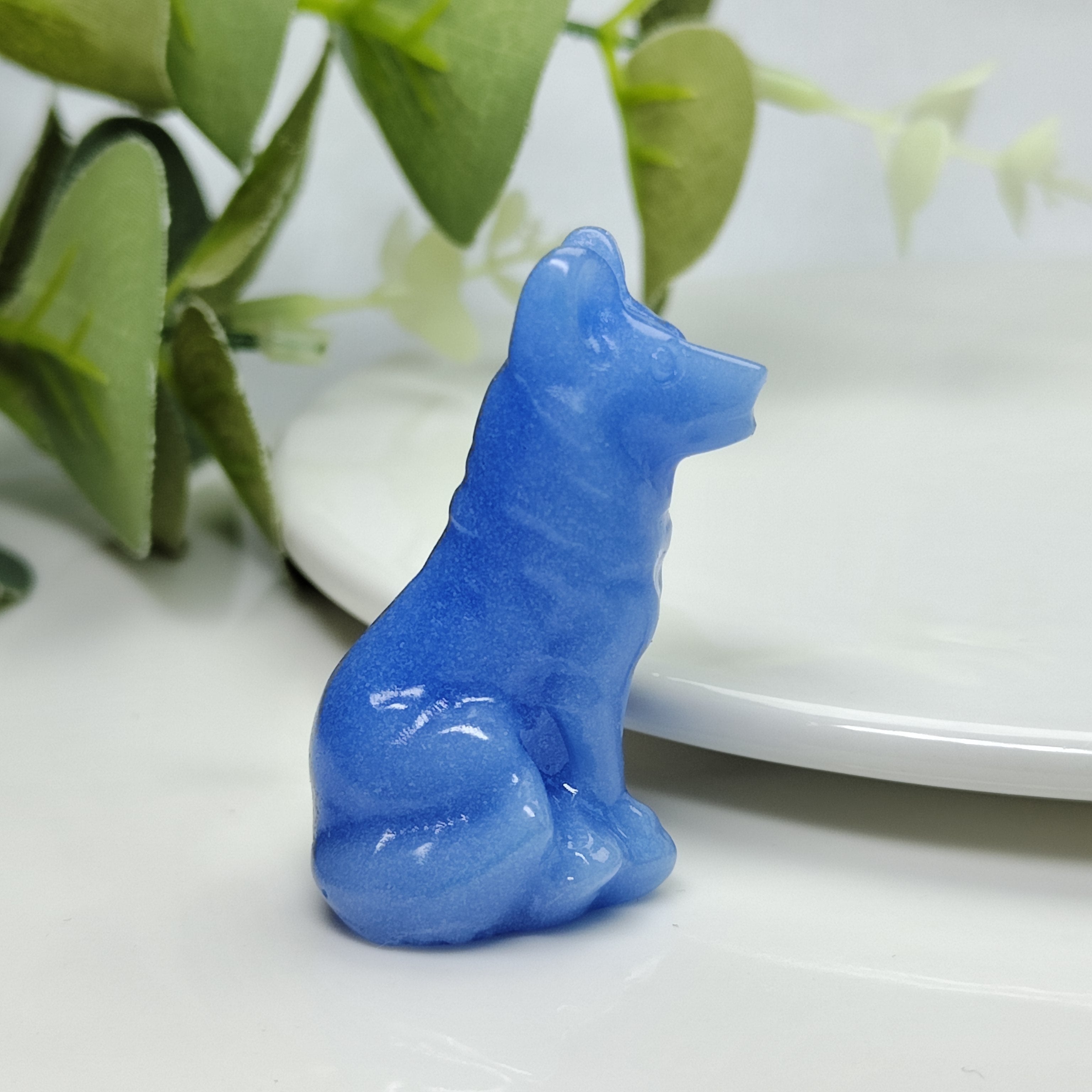 Kristall bilan oymali Bo'ri figuriya, uy bezaklari va sovg'alar uchun hayvon skulpturasi