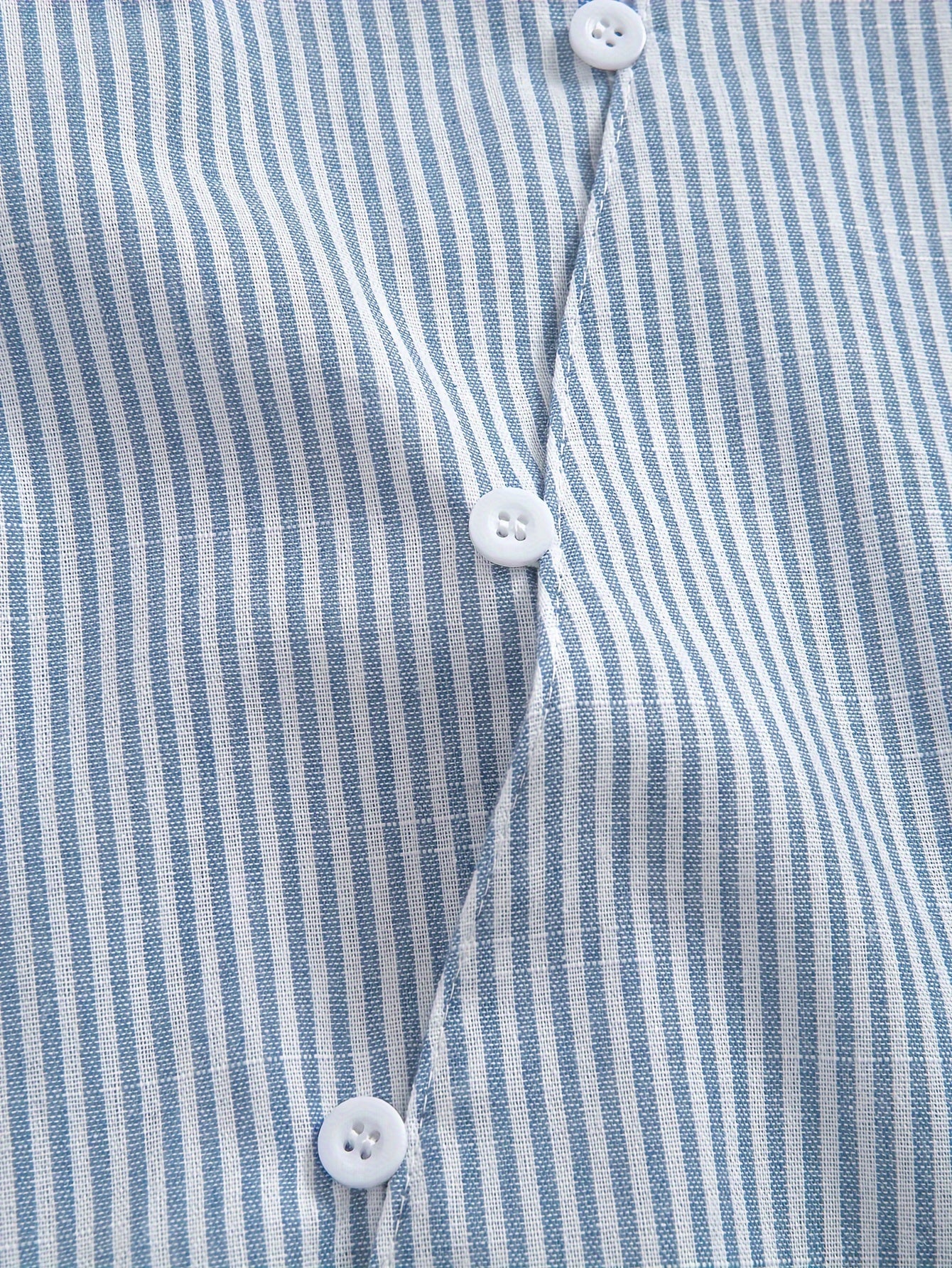 Camisa casual de algodón a rayas para mujer con cuello de solapa, corte suelto, parte delantera de botones