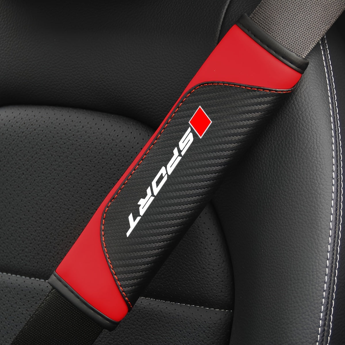 2-Pack Carbon Fiber Seat Belt Pad Covers Universal Leather Shoulder Cushions