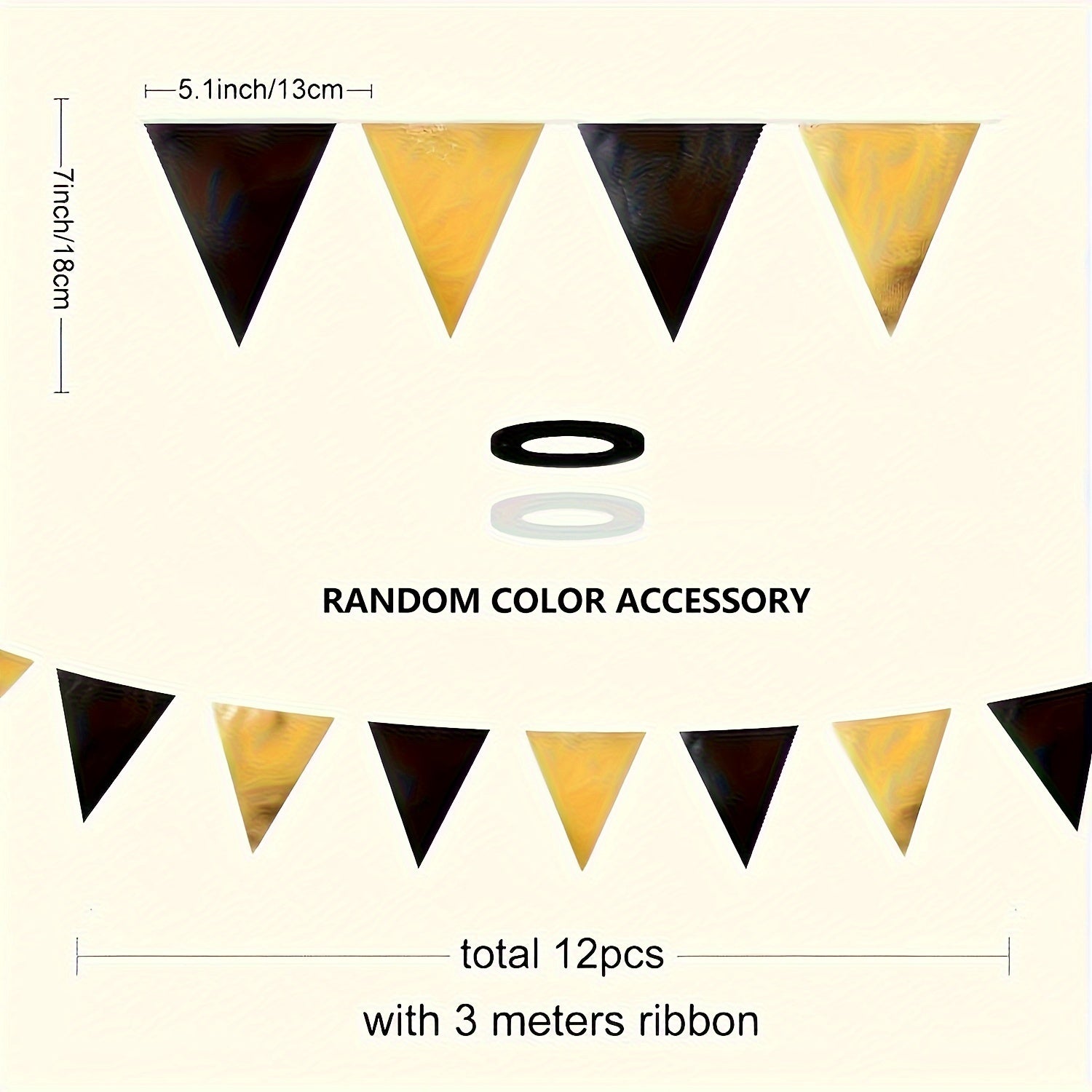 Черно-золотая металлическая тканевая гирлянда для вечеринок.
