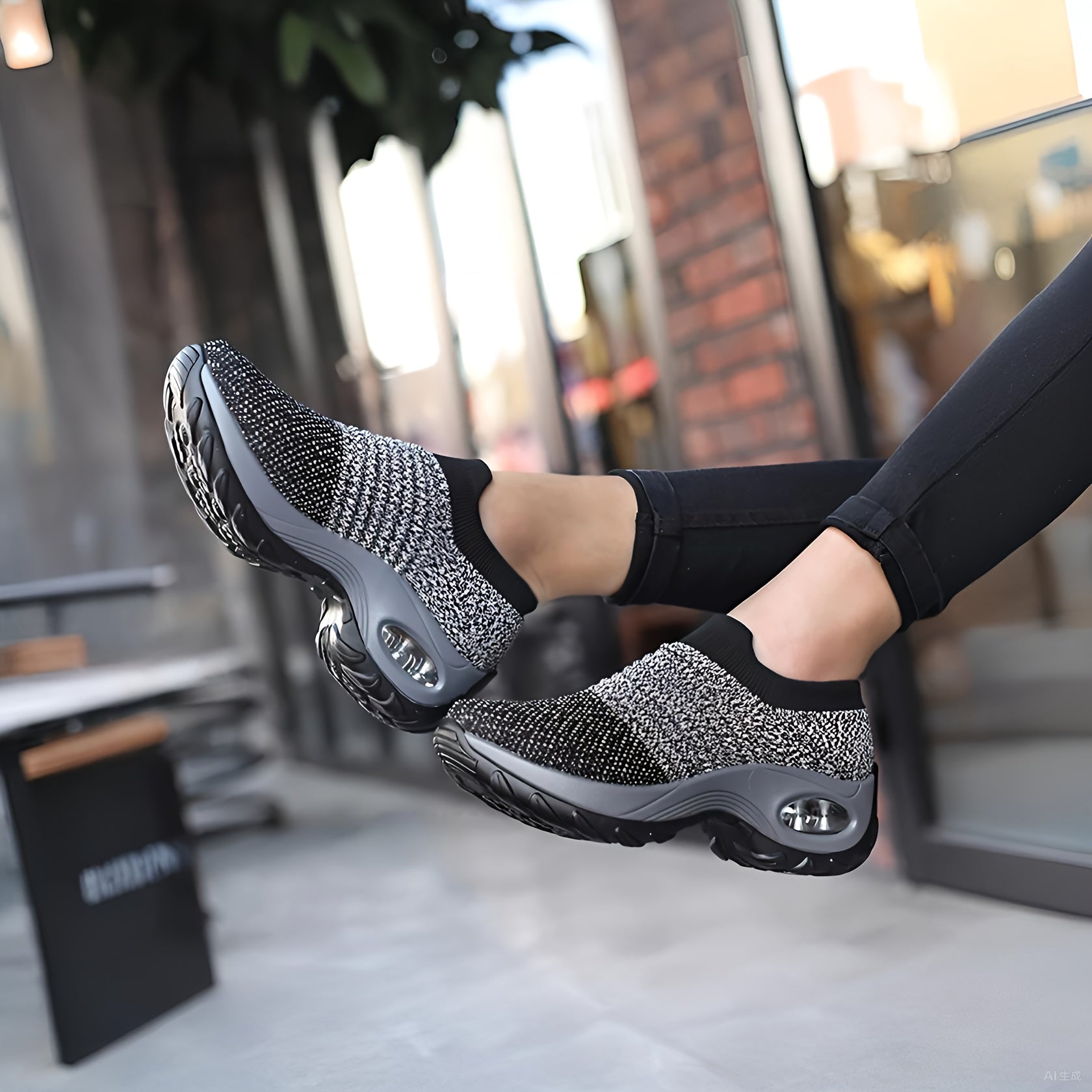Women's Mesh Chunky Sneakers With Air Cushion Sole, Low Top Athletic Shoes