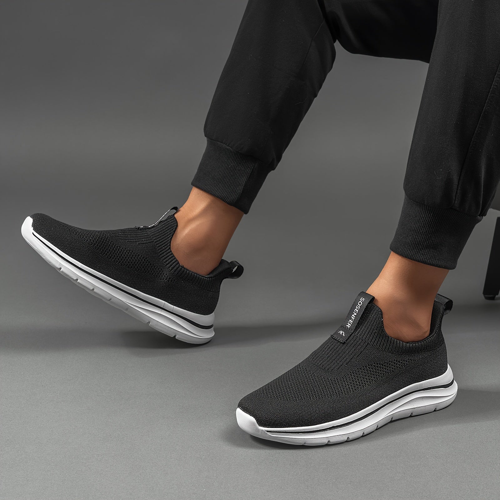 Men's Breathable Slip-On Loafers Casual Office Shoes Solid Color All-Season