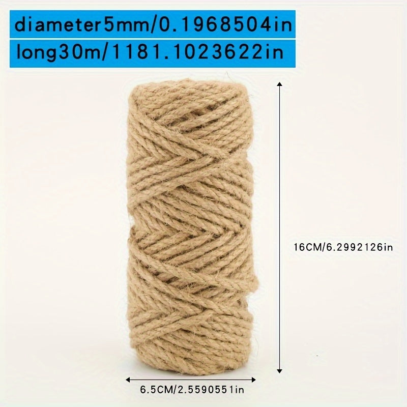 Natural Jute Twine Rope for DIY Crafts Gift Wrapping Decorative Projects 4-14mm