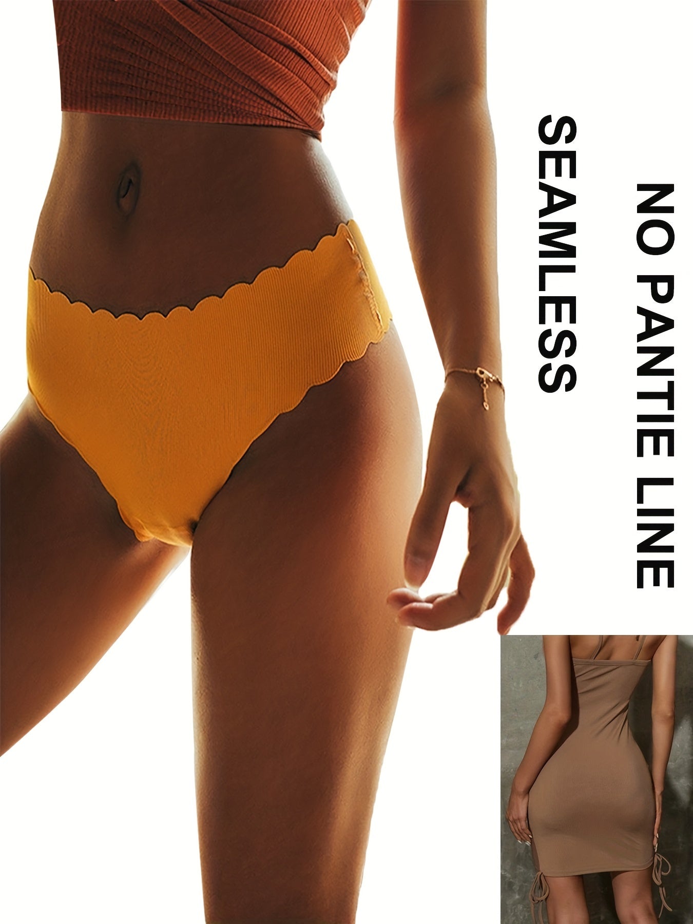 Women's Lingerie Thongs with Scallop Trim Soft Stretchy Comfortable Underwear