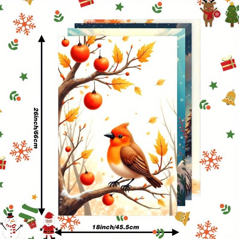 Set of 4 Kitchen Towels 18x66cm Tea Towels Soft Material Winter Kitchen Decor