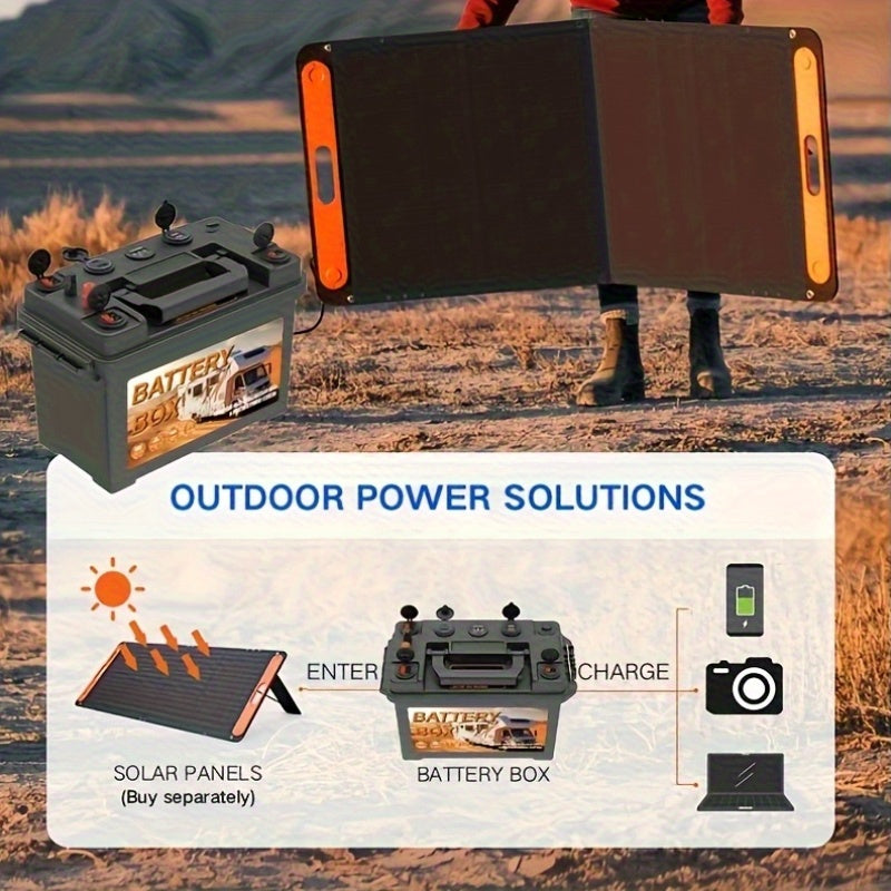 Portable Outdoor Battery Box with USB QC3.0 and Car Charger for RVs