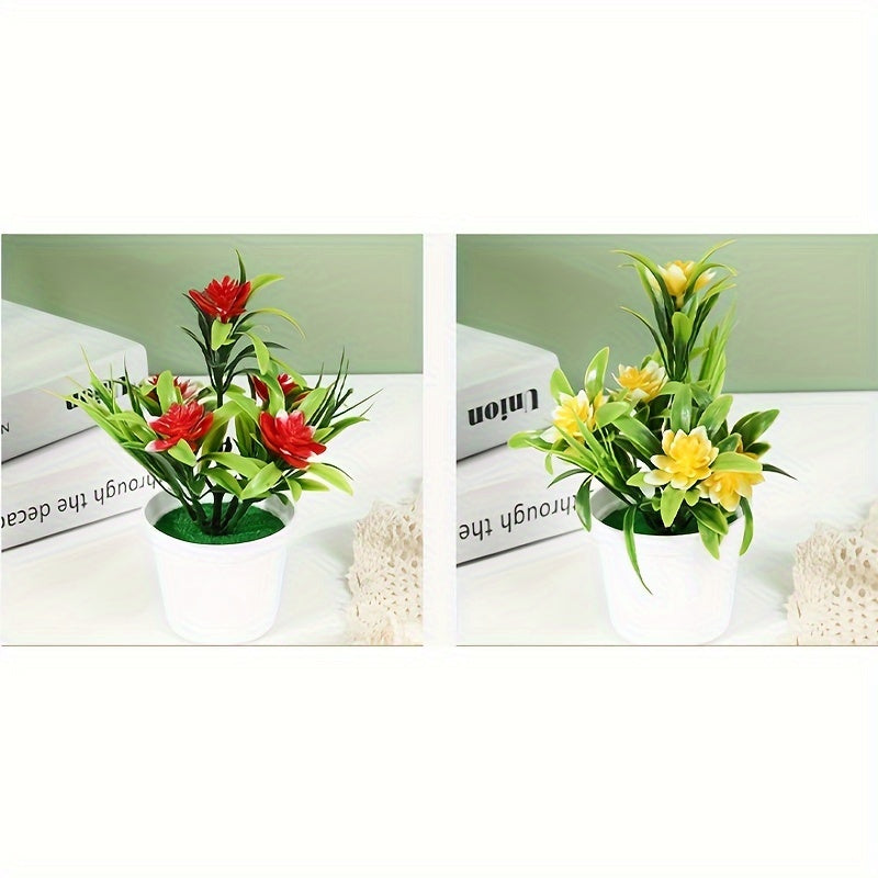 Artificial Lotus Flower Plant with Green Leaves for Home or Hotel Decoration