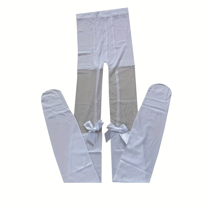 Women's Slimming Tights with Bow Details Thigh-High Pantyhose Stockings