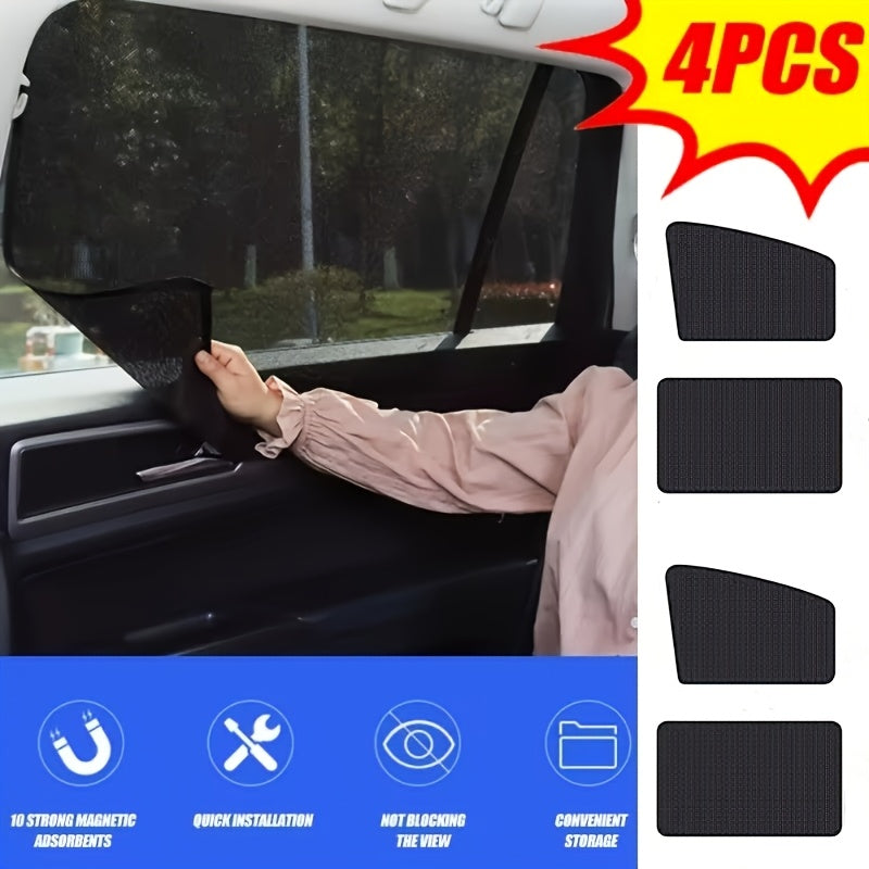 4pcs Magnetic Car Sunshade Mesh Window Covers for Vehicle Privacy Black