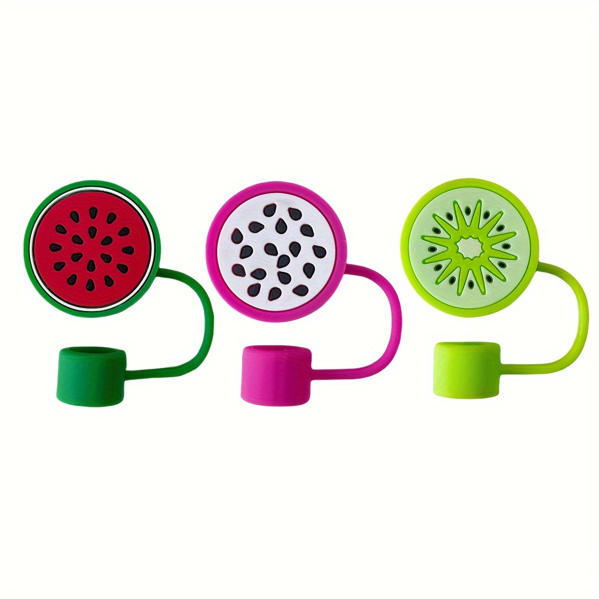 Reusable Silicone Straw Covers for Cups, Fruit and Sunflower Design, Dustproof