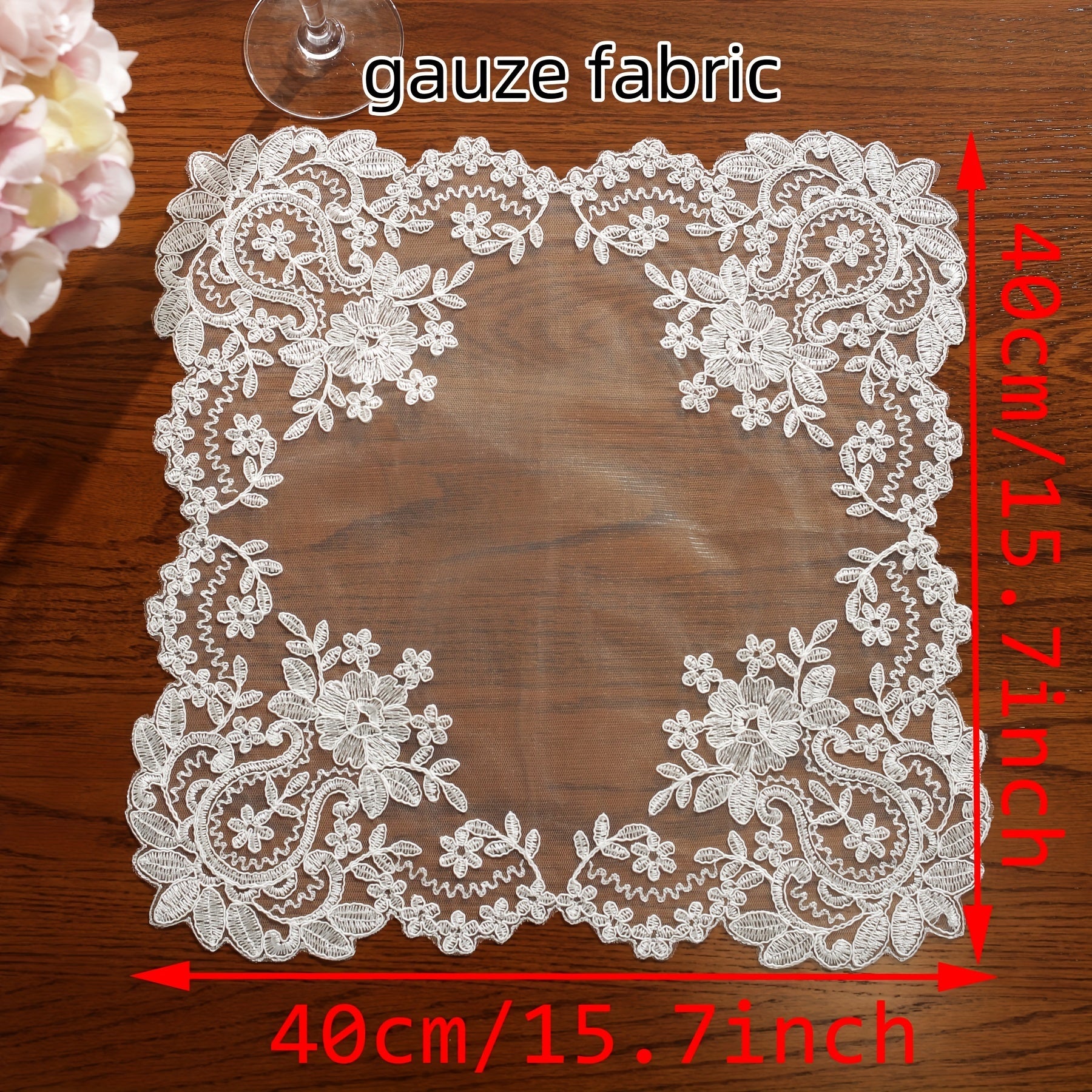 White Lace Table Runner with Floral Embroidery, Elegant, Multiple Sizes