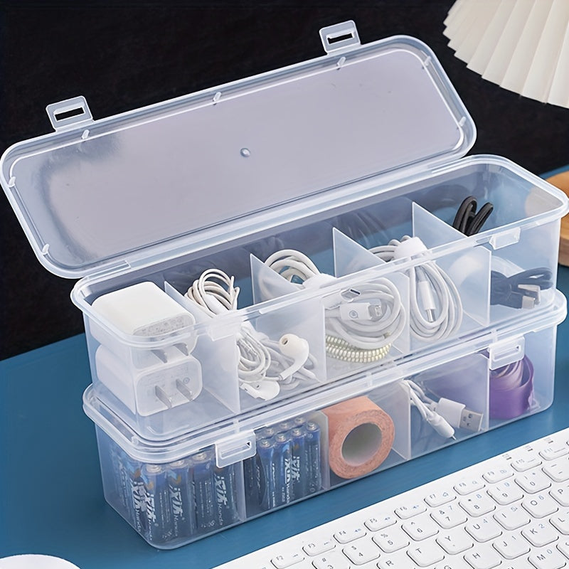 Clear Plastic Desk Organizer with Multiple Compartments for Home Office Storage