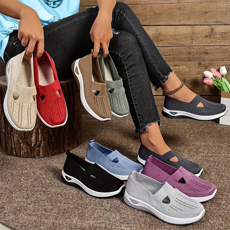 Women's Slip-On Casual Sneakers Low Top Solid Color Fabric Insole PVC Sole