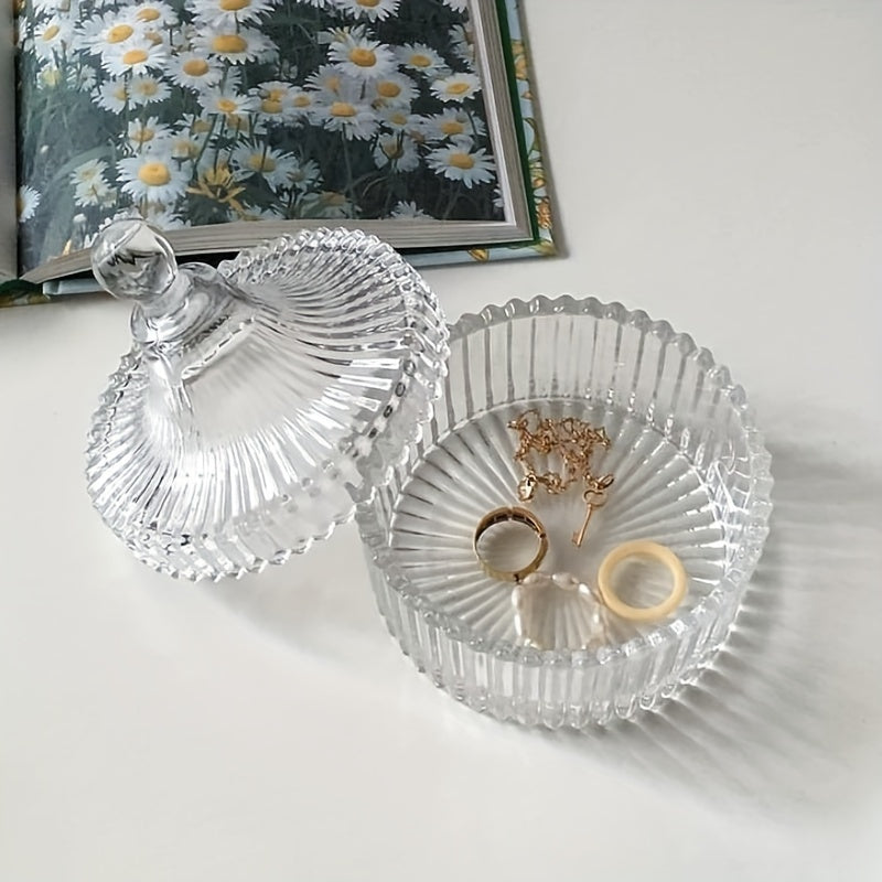 Ретро стеклянная банка для хранения украшений с крышкой для организации аксессуаров