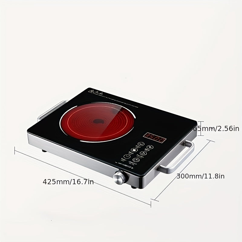 Портативная инфракрасная горячая плита мощностью 2000 Вт с сенсорным управлением, антиперегревные ручки для дома, офиса, кемпинга